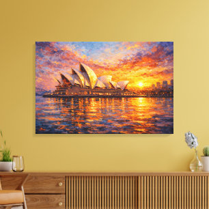 Sydney Opera House Sonnenuntergang Messer Ölmalere Leinwanddruck