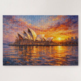 Sydney Opera House Sunset Knife Oil Painting