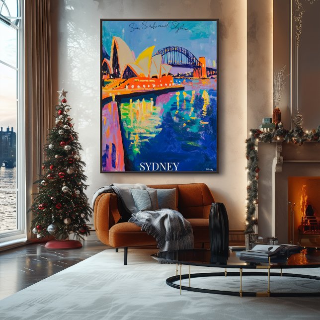 Sydney Opera House und Harbour Bridge in Fauvist Poster (Von Creator hochgeladen)