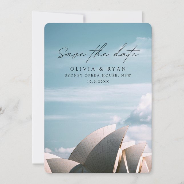 Sydney Opera House Wedding Save the Date Einladung (Vorderseite)