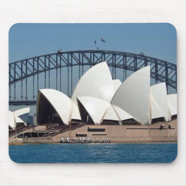 Sydney-Opernhaus mit Hafen-Brücken-Hintergrund Mousepad (Vorne)
