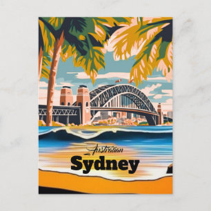 Sydney Postkarte, handgezeichnete Stadtkarte, illu Einladungspostkarte