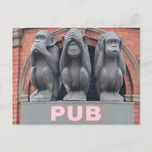 Sydney Pubs: Drei kluge Affen Hotel Postcard Postkarte (Vorderseite)