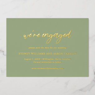 Sydney Sage Grün Moderne Hochzeit - Heiratet bald Folieneinladung