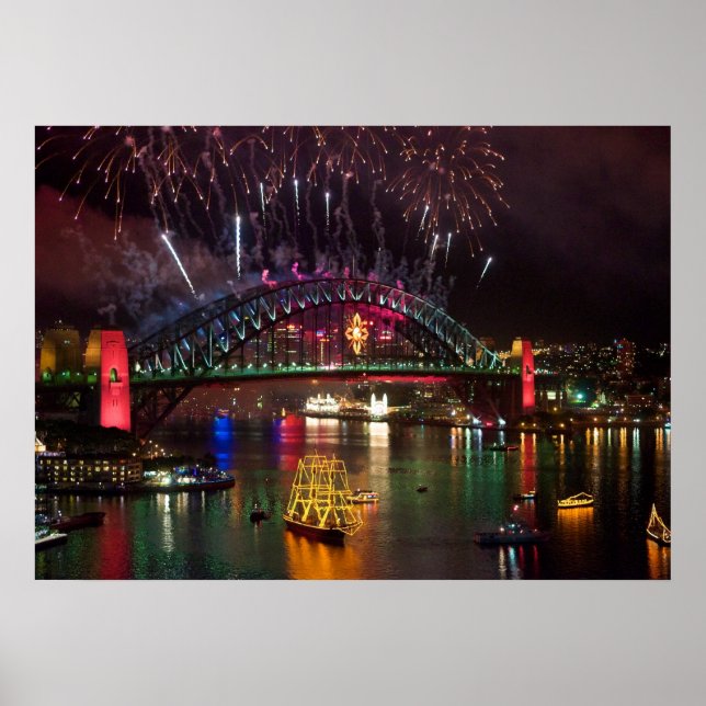Sydney Silvester Fireworks Print Poster (Vorne)