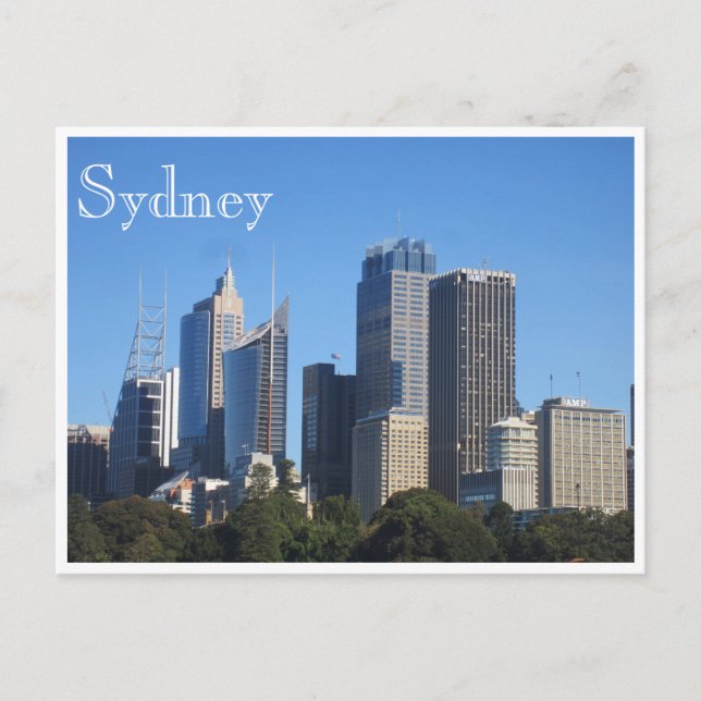 Sydney Skyline blau Postkarte (Vorderseite)