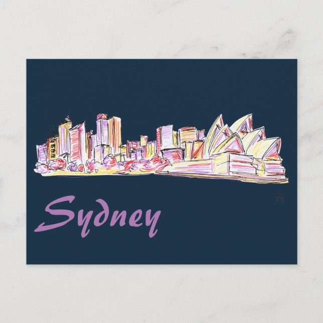 Sydney Skyline Zeichnend Postkarte (Vorderseite)