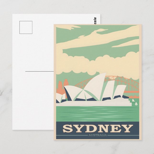 Sydney Vintage Poster Postkarte (Vorne/Hinten)