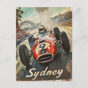 Sydney Vintager Rennwagen Postkarte