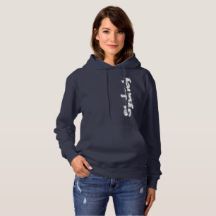 Sydney - Weiße verblühte Briefe auf blauem Hoodie