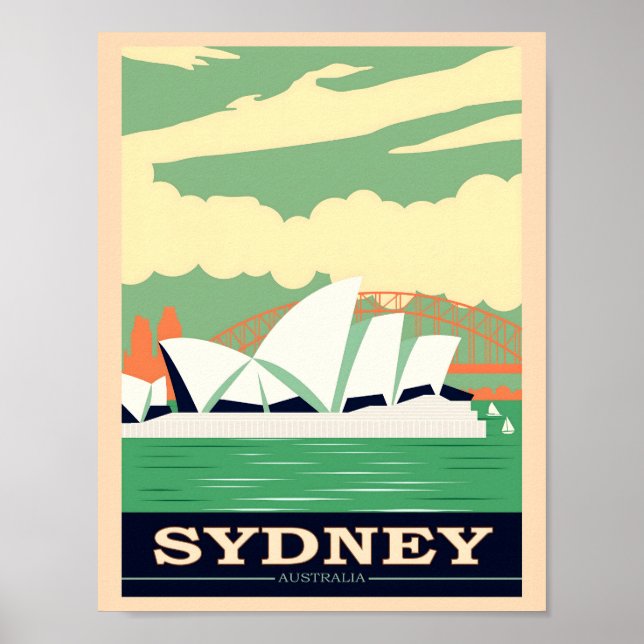 Sydney's Opera House and Harbour Bridge 2, Travel Poster (Vorne)