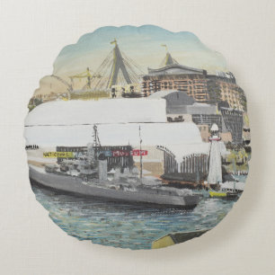 Sydneyseemuseum vom Hotel-Balkon. 1998 Rundes Kissen