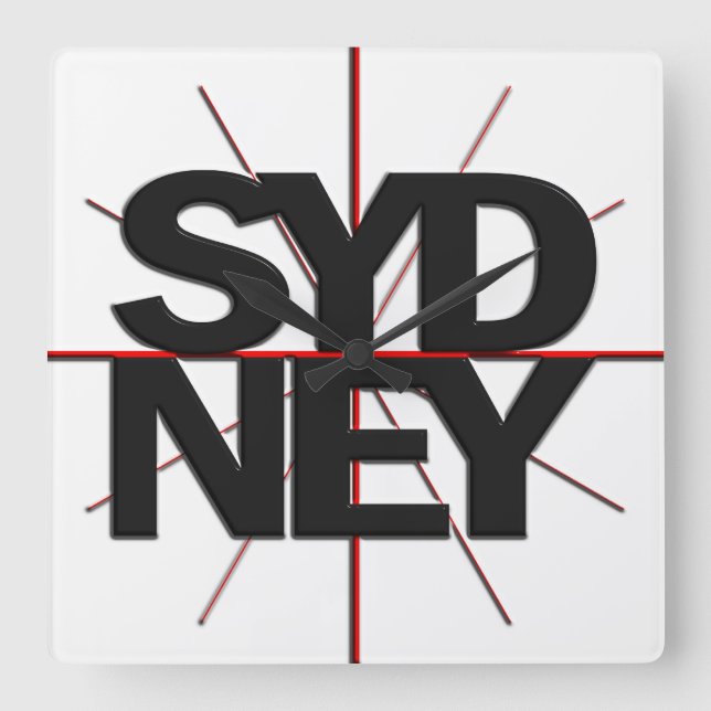 Sydneytimezone-Wanduhr Quadratische Wanduhr (Vorderseite)
