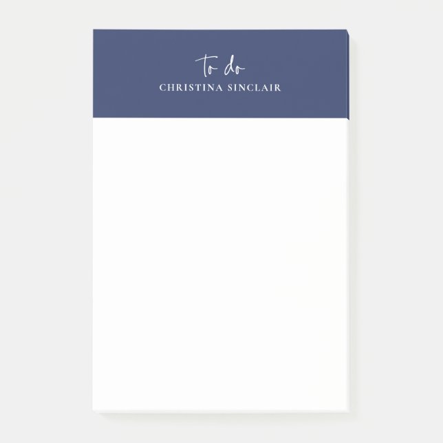 Sylish Monogram Navy Blue Trendskript ausführen Post-it Klebezettel (Vorderseite)