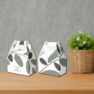 Sylized Olive Zweig Mittelmeercharme Hochzeit Geschenkschachtel