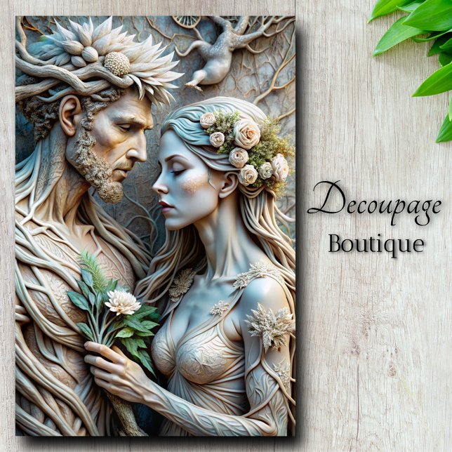 Sylvan Lovers Forest Embrace Decoupage Seidenpapier (Sylvan Lovers Forest Embrace Decoupage Tissue Paper)