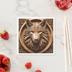 Sylvan Sentinel: Der Majestic Wood Wolf druckt Serviette