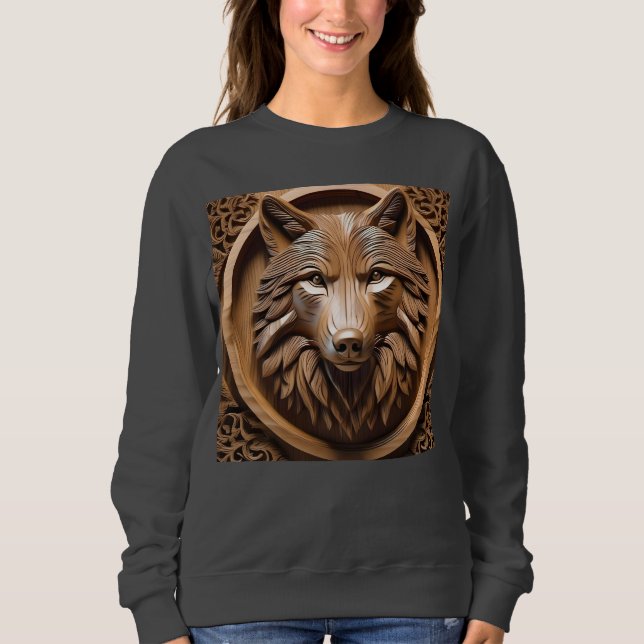 Sylvan Sentinel: The Majestic Wood Wolf Print, Sweatshirt (Vorderseite)