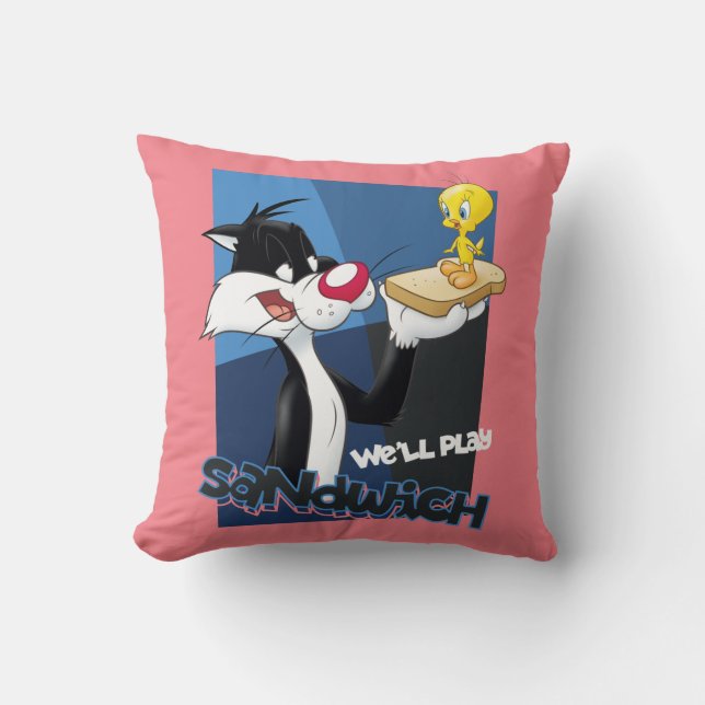 SYLVESTER™ & TWEETY™ "We'll Play Sandwich" Kissen (Vorderseite)