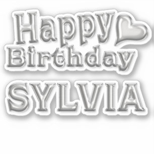 Sylvia Happy Birthday silver Aufkleber Sticker