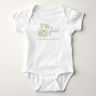 Sylvia Mädchenname bedeutet Monogramm-Trompe Baby Strampler