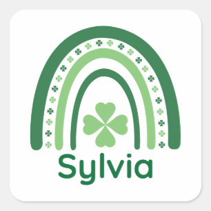 Sylvia Name Clover Boho Rainbow Quadratischer Aufkleber