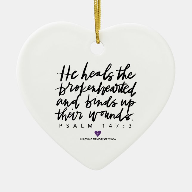 SylviasStory Psalm 147:3 Herzverzierung Keramik Ornament (Vorne)