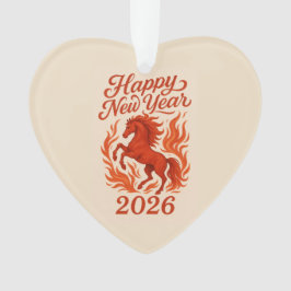 Symbol 2026 Feuerrotes Pferd Ornament