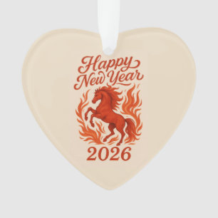 Symbol 2026 Feuerrotes Pferd Ornament