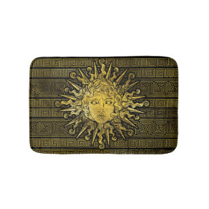 Symbol Apollo Sun auf griechischem Schlüsselmuste Badematte