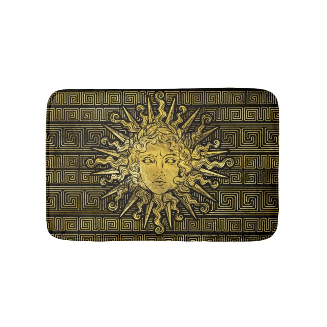 Symbol Apollo Sun auf griechischem Schlüsselmuster Badematte (Vorderseite)