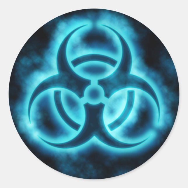 Symbol-Aufkleber für Electric Blue Biogefährdung Runder Aufkleber (Vorderseite)