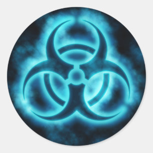 Symbol-Aufkleber für Electric Blue Biogefährdung Runder Aufkleber