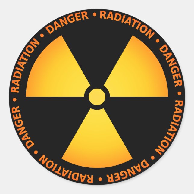 Symbol-Aufkleber für Gelb/Orange-Strahlung Runder Aufkleber (Vorderseite)
