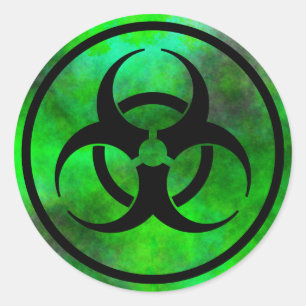 Symbol-Aufkleber für Grünnebel-Biogefährdung Runder Aufkleber