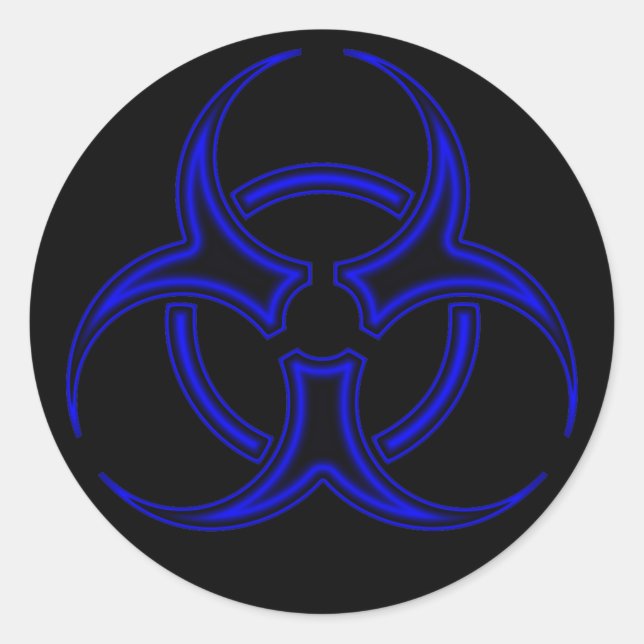 Symbol-Aufkleber für Schwarz/Blau-Biogefährdung Runder Aufkleber (Vorderseite)