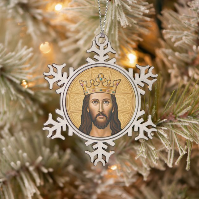 Symbol Christi Schneeflocken Zinn-Ornament (Baum)