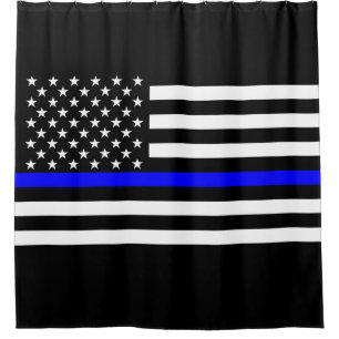 Symbol-Dekoration für Amerika Thin Blue Line Duschvorhang