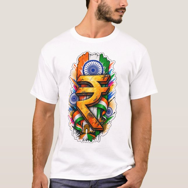 Symbol der indischen Rupie T-Shirt (Vorderseite)