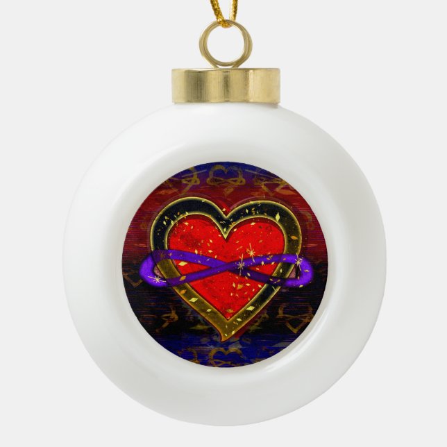 Symbol der künstlerischen Unendlichkeit des Herzen Keramik Kugel-Ornament (Vorderseite)
