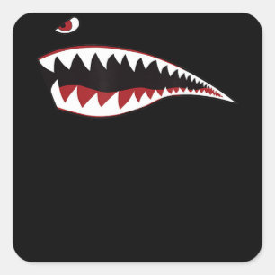 Symbol der "Shark Mouth Art" - Geschenk für den Ob Quadratischer Aufkleber