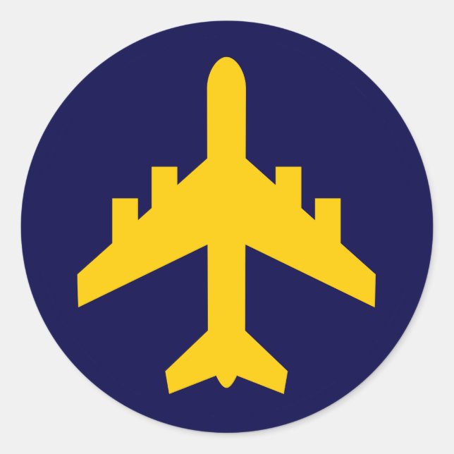 Symbol des Flugzeugs im Kreis Runder Aufkleber (Vorderseite)