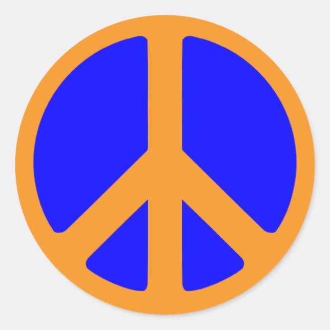 Symbol des Friedens-Aufklebers in Blau und Gold Runder Aufkleber (Vorderseite)