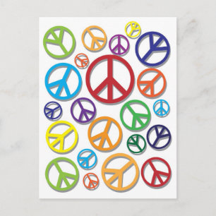 Symbol des Friedens mit verschiedenen Farben Postk Postkarte