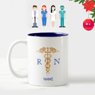 Symbol des goldenen Caduceus & Monogramm der exami Zweifarbige Tasse