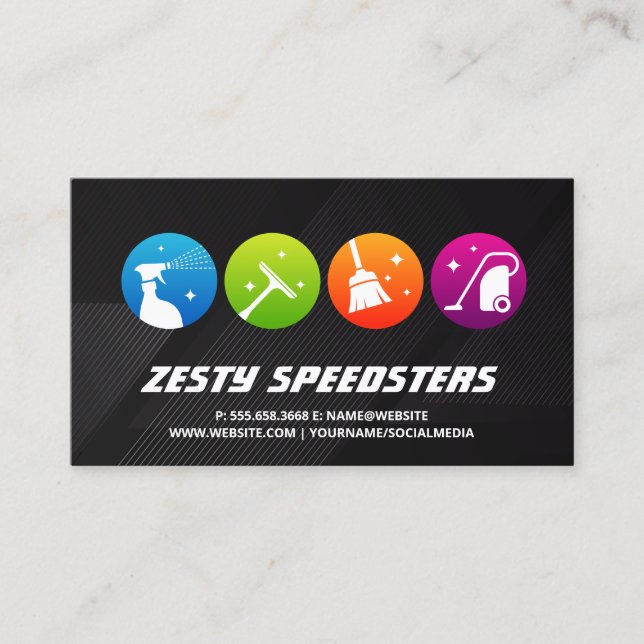 Symbol des Reinigungstools | Zuhause-Services Visitenkarte (Vorderseite)