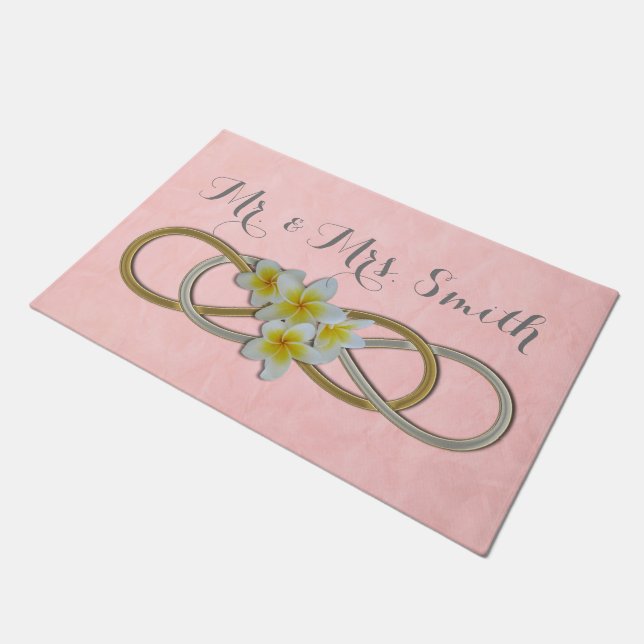Symbol Double Infinity - Frangipani Gold Silber Fußmatte (Schrägansicht)