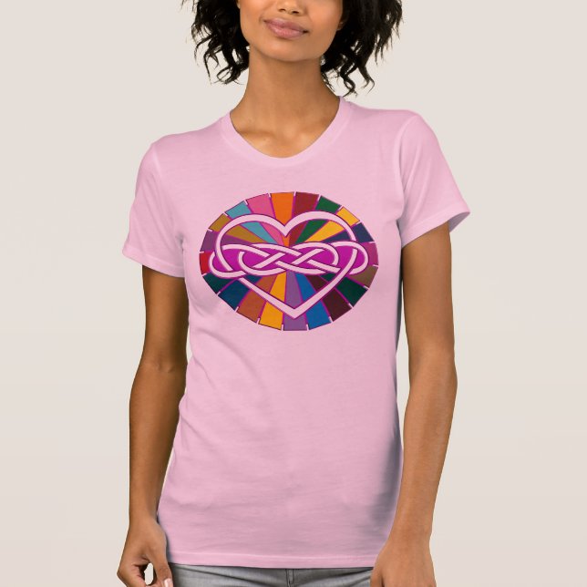 Symbol Double Infinity Herz farbenfroher Glanz T-Shirt (Vorderseite)