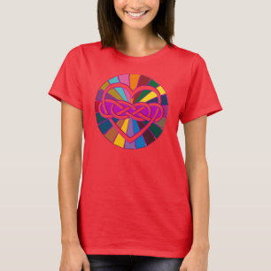 Symbol Double Infinity Herz farbenfroher Glanz T-Shirt