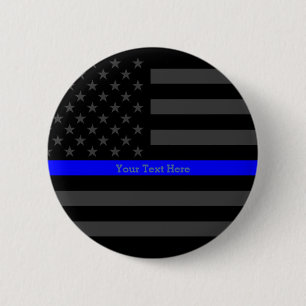 Symbol-dünne blaue Linie personalisierte Schwarze Button